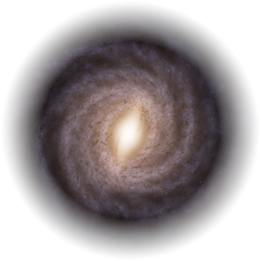 Milky Way galaxy seen from above, slowly turning, with a You are here marker at the Sun